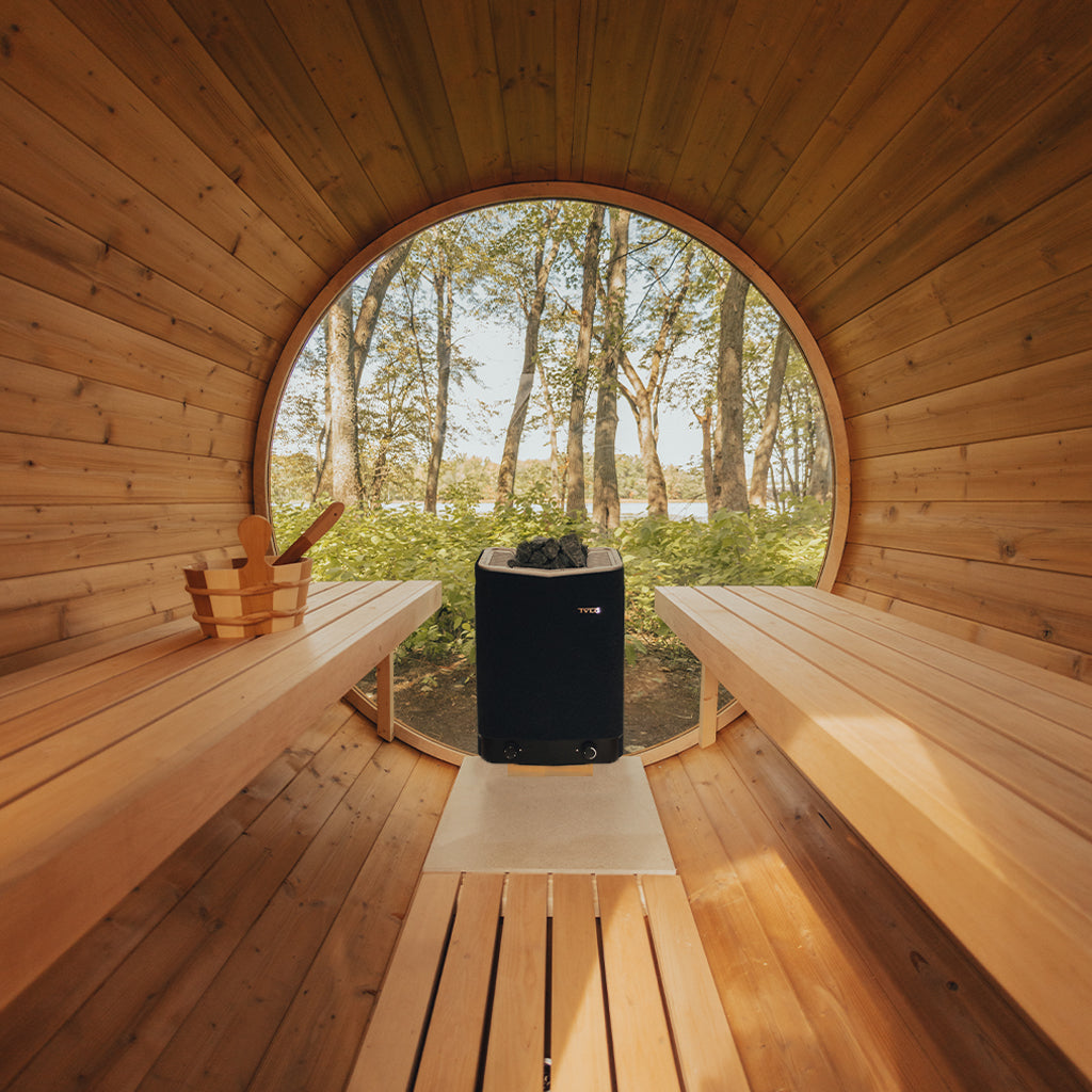Scandinavian Rustik Outdoor Barrel Sauna – Northern Saunas Canada