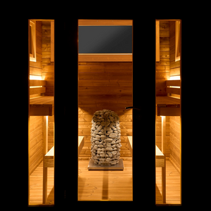 Scandinavian Boreal Glass Thermowood Outdoor Cabin Sauna