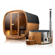 Equinox Outdoor Cube Sauna With Huum Drop WIFI Heater & Scandinavian Wood-Burning Hot Tub Bundle