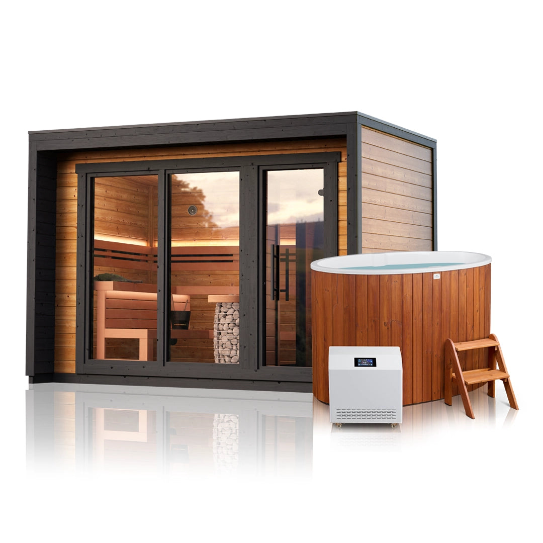 Leil® Patio M Cabin Sauna With Huum Hive Mini WIFI Heater & 2