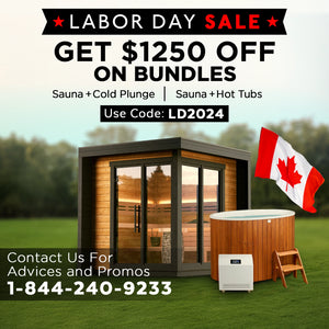 Equinox Outdoor Cube Sauna With Huum Drop WIFI Heater & 2 Person Cold Plunge Bundle