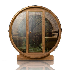 Scandinavian Odyssey Outdoor Barrel Sauna With Double Benches (8x8)