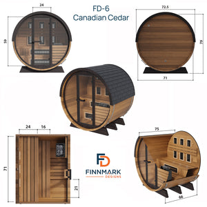 Finnmark Infrared & Traditional Finnish Barrel Sauna (6x6)
