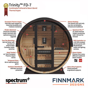 Finnmark Infrared & Traditional Finnish Barrel Sauna (6x6)