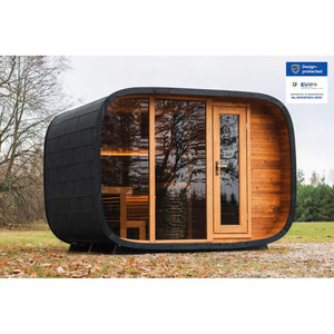 Mirage Outdoor Round Cube Sauna With Changing Room (L-Bench)