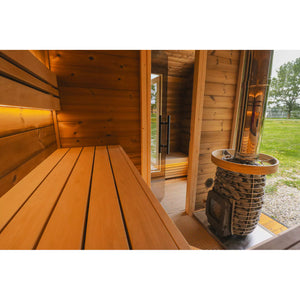 Mirage Outdoor Round Cube Sauna With Changing Room (L-Bench)