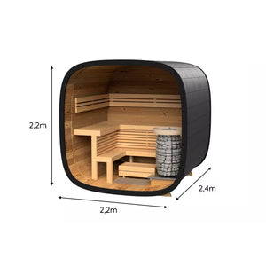 Scandinavian Mirror Round Cube Outdoor Cabin Sauna For 2-4 People