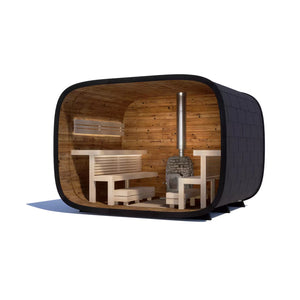 Echo Large Cube Outdoor Cabin Sauna For 6-8 People (Facing Benches)